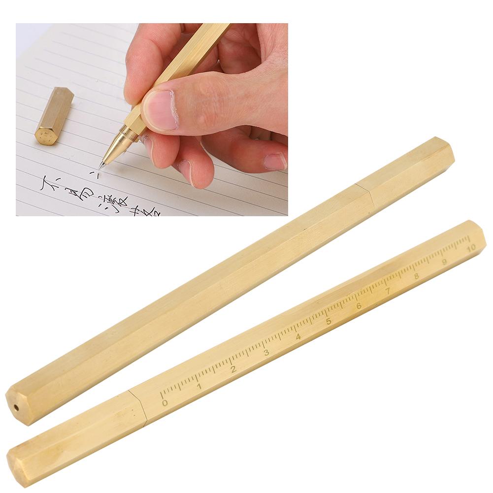 Gelstift aus gebürstetem Messing, sechseckig, 0,5 mm, Schreibstift, Schul- und Bürobedarf, Geschenk