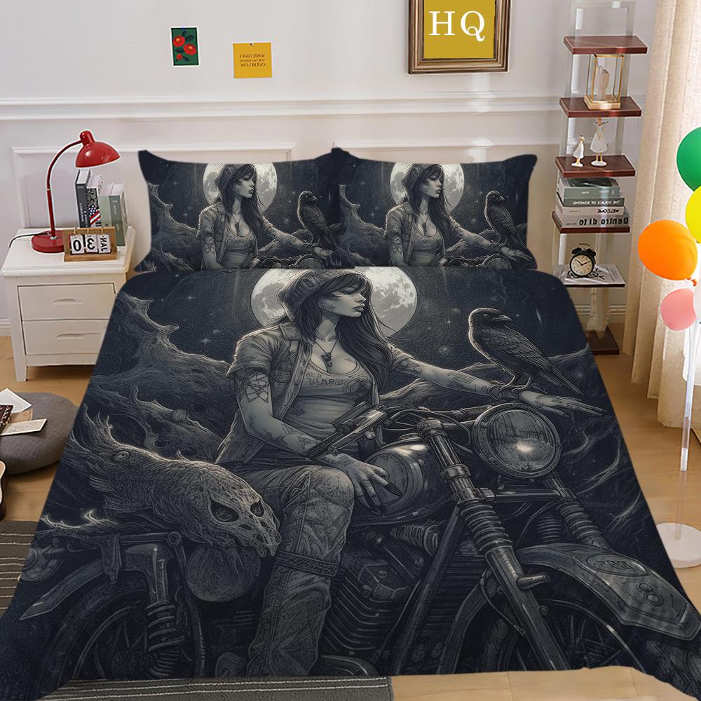 Beauty Skull Printed Comforter Cover Set Twin Size Polyester Bedspreads Man Fashion Design Duvet Cover Set