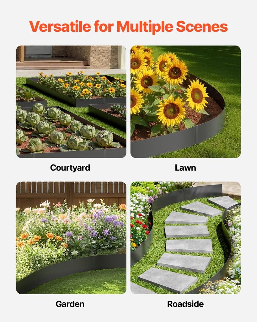 Steel Landscape Edging 4 Packs 40 X 8in Rust-Resistant Pathway Divider