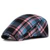 Adjustable Fine Stripe Lattice Berets Hat Women Men Spring Summer Plaid Visors Red Green Blue Duckbill Literary Checkered Cap