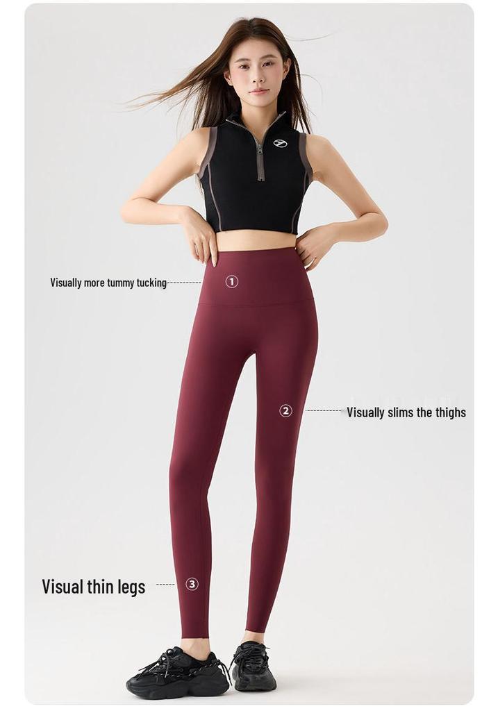 Spring 2026 Slim Fit Yoga Pants: Abdominal and Hip Support, Back Waist Pocket, Solid Color, Outdoor Wear, Tight-Fitting, Thin Style, New Arrival.