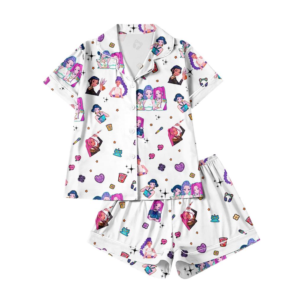 Children's Home Clothes Pajamas Set Short-sleeved Top Shorts Two-piece Set Outer Wear Play Cardigan Clothes