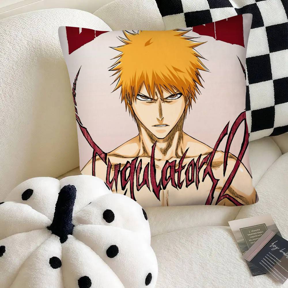 Vintage Bleach Anime Kurosaki Ichigo Kissenbezug Quadratisches Kissen Schlafzimmer Sofa Freizeit Komfort Kissen Auto Heimdekoration