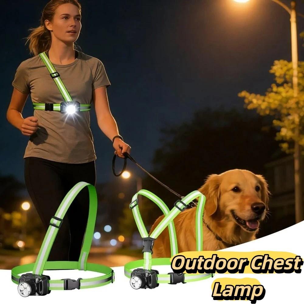Adjustable Strap Chest Light Bright Illumination Soft Light Running Lamp Lightweight Design Solid Build Outdoor Running Light