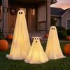 Lighted Halloween Yard Decor Ghost Dog Decoration, Spooky Ornament with LED Lights And Ornaments Remote Control, Creepy Glowing Ghostly Prop