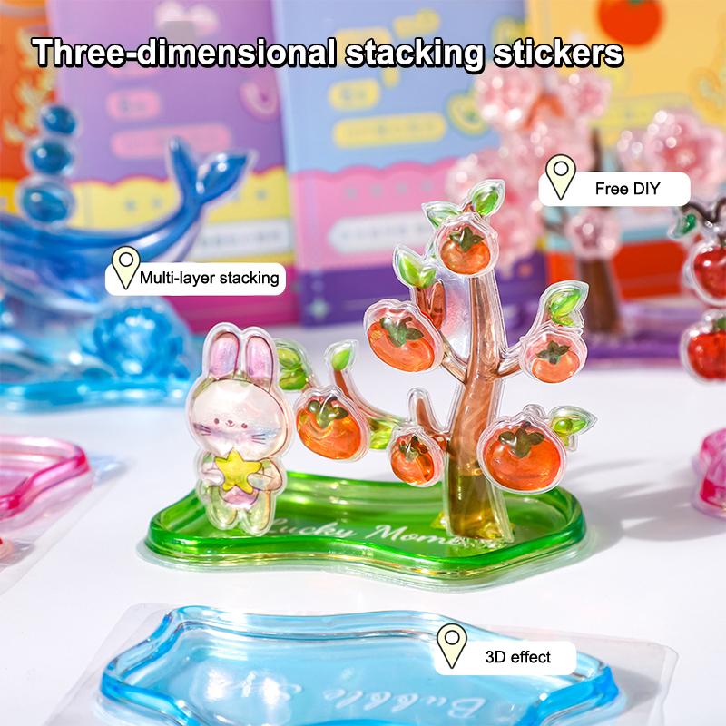 3D Stickers Cute Relief Stickers Fun Stacking Series Children'S Toys Exchange Stickers Office School Supplies Stationery