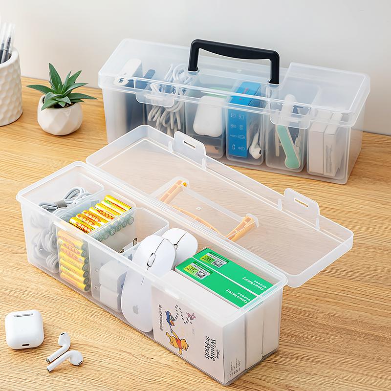 6 Grids Data Cable Storage Case Clear Plastic Office Desktop Sundries Organizer Earphones Mouse Charging Cable Storage Organizer