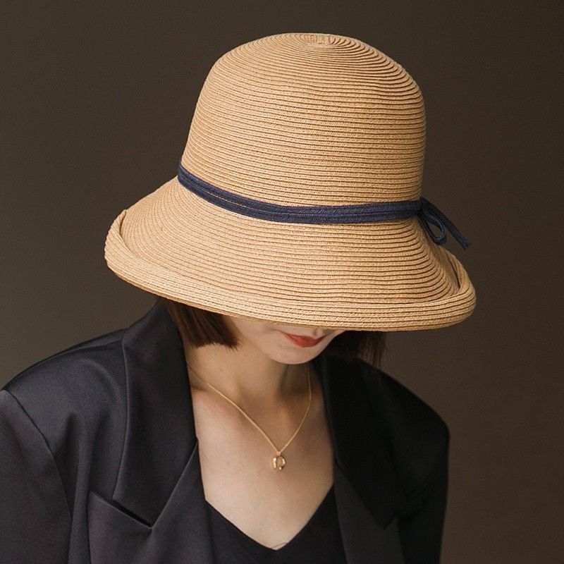 Big eaves hat women's summer small fresh versatile sun hat sun protection sun hat foldable braided hat women
