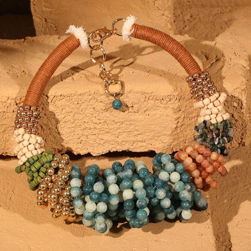 European and American fashion exaggerated handmade bead necklacs various bead necklaces bohemian style commuter women's necklace
