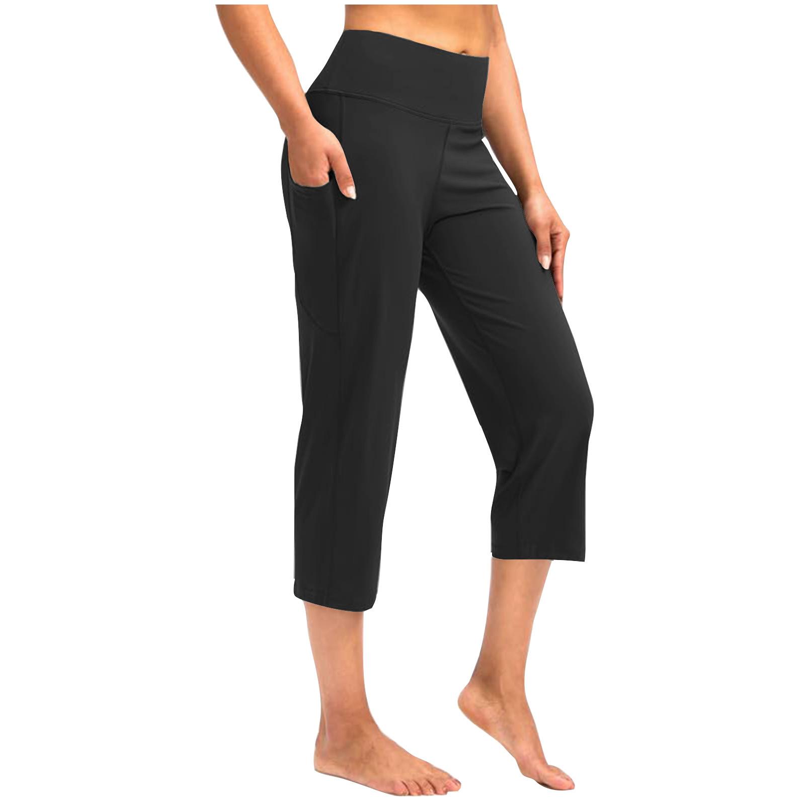 

Women s Fashionable Yoga Pants With Pockets: Casual Athletic 7/8-Length Pants L чорний