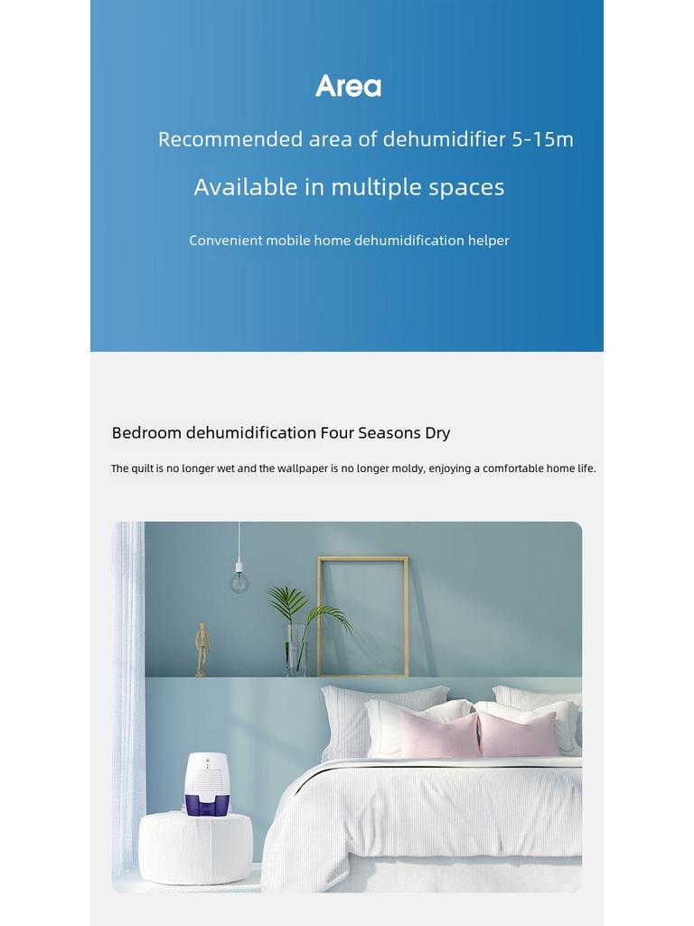 Dezumidificator portabil compact silențios pentru dormitor și uz casnic