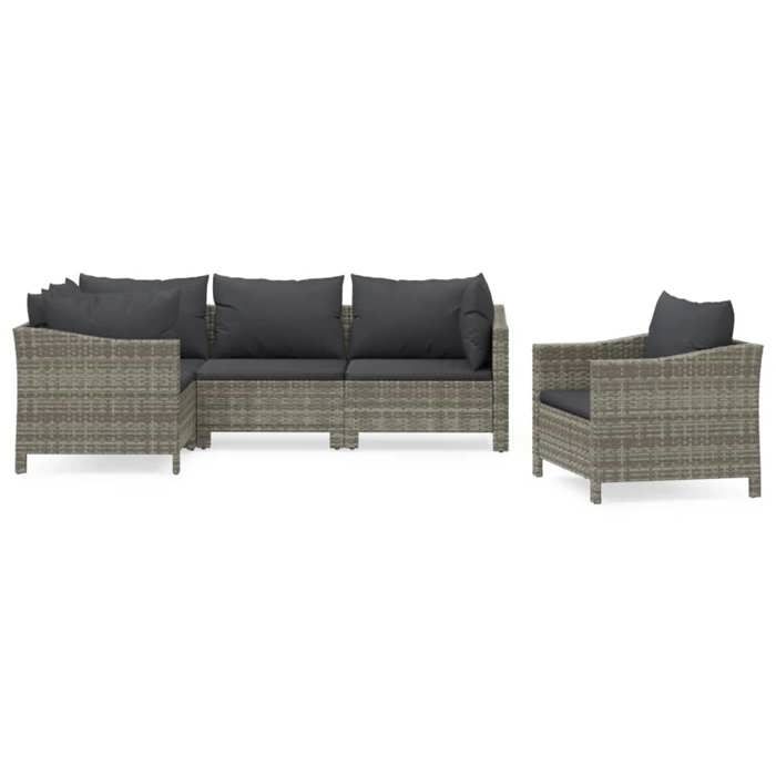 VidaXL Salon de Jardin avec Coussins 5 pcs, Ensemble de Meubles de Terrasse, Mobilier d'Extérieur, Canapé de Patio, Moderne, 3187280