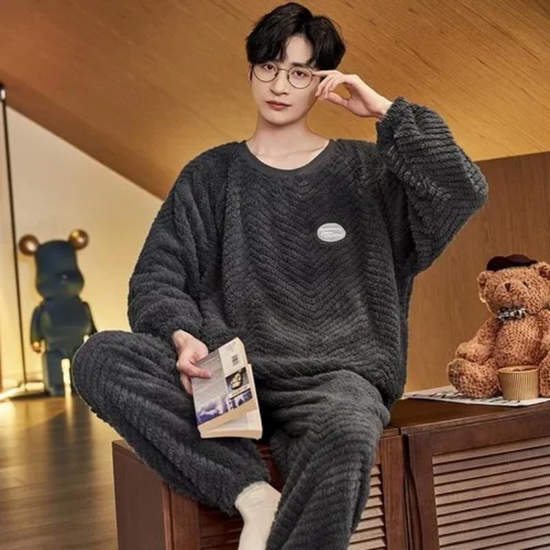 Pyjamas für Herren Lässige Flanell-Pyjama-Sets Hausanzug Winter Warm Pyjamas Männliche Nachtwäsche