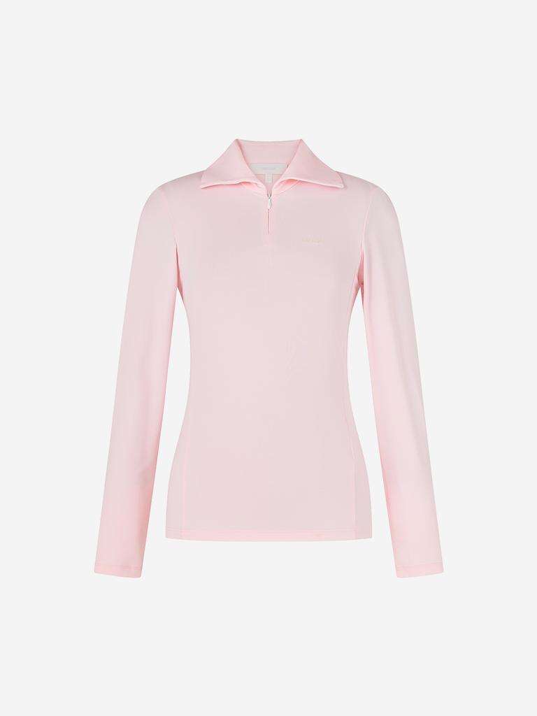 LORDLOAR Cool Slim Zipper Collared T-Shirt Pink