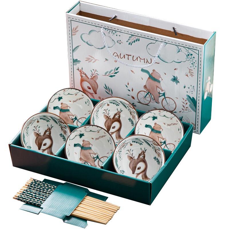 Ceramic Bowl and Chopstick Gift Set