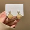 S925 Silver Heart Crystal Earrings for Women - Retro Hong Kong Style, Luxurious Fashion Trend Ear Studs