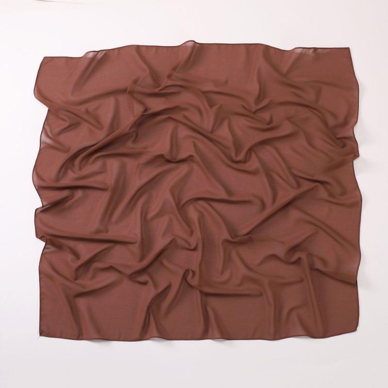 Versatile Solid Chiffon Scarf 90cm Square Headscarf For Women