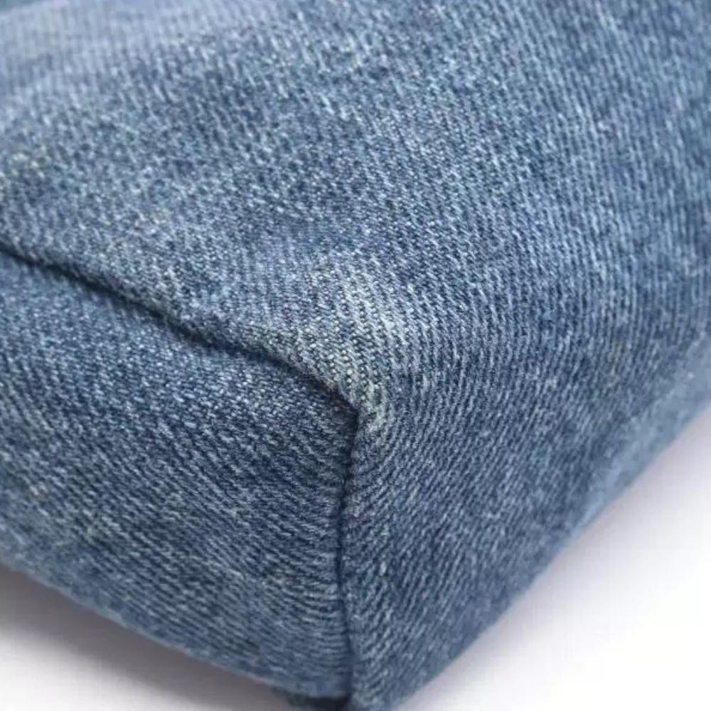 4 Sizes Blue Denim Cosmetic Pouch with Zipper Ladies Makeup Bag Jean Toiletry Case for Women