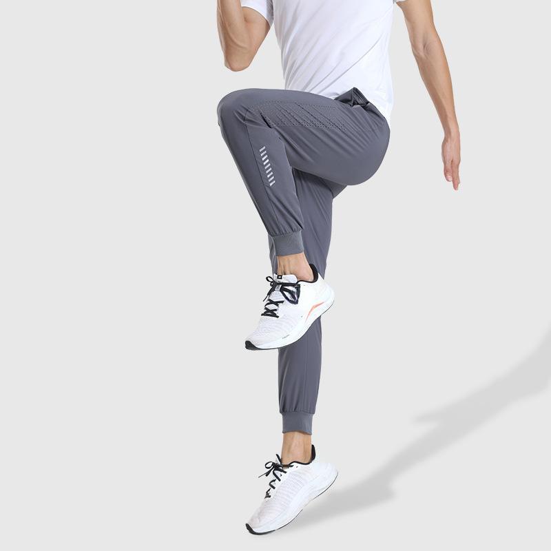 Men's Gym Fitness Pants Running Breathable Ice Silk Quick-Drying Sports Wind Casual Fashion Sports Jogging Pants