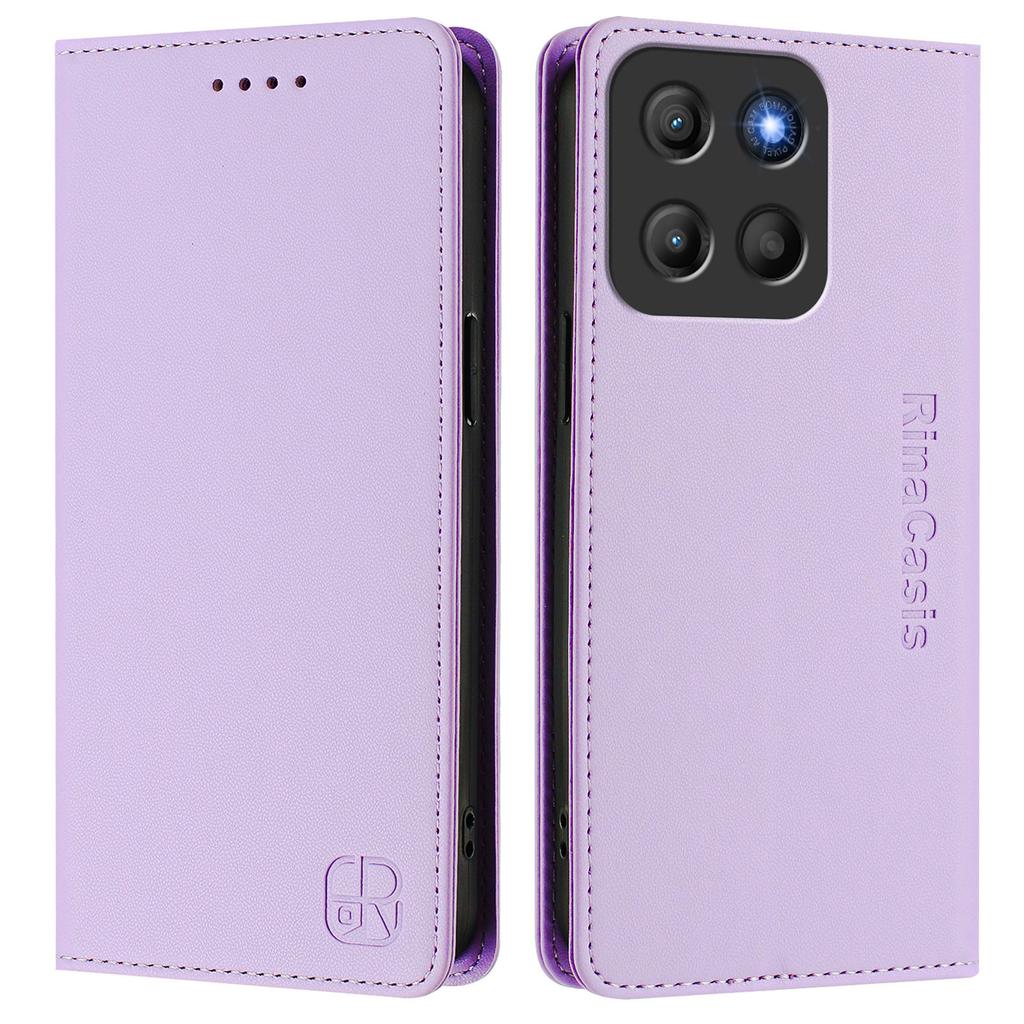 For Motorola Moto G15 4G Leather Case RINACASIS RC01 Phone Cover with RFID Blocking Wallet Stand