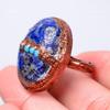 Ovaler Natürlicher Lapislazuli Kupfer Elektrogeformter Versprechen Neuer Ewigkeitsring Schmuck V-54