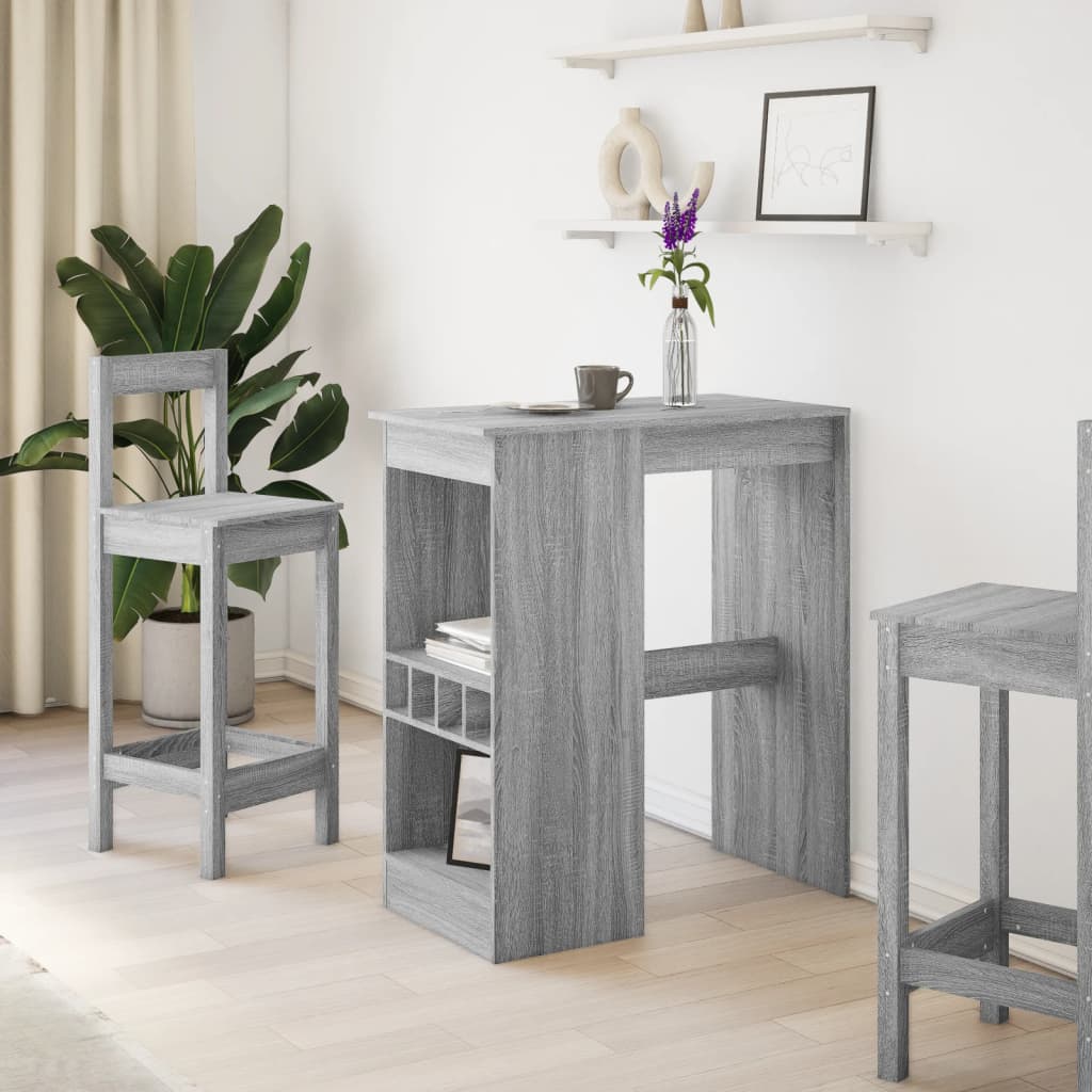 Bar Table with Shelf Grey Sonoma 90x47.5x103.5 cm Engineered Wood