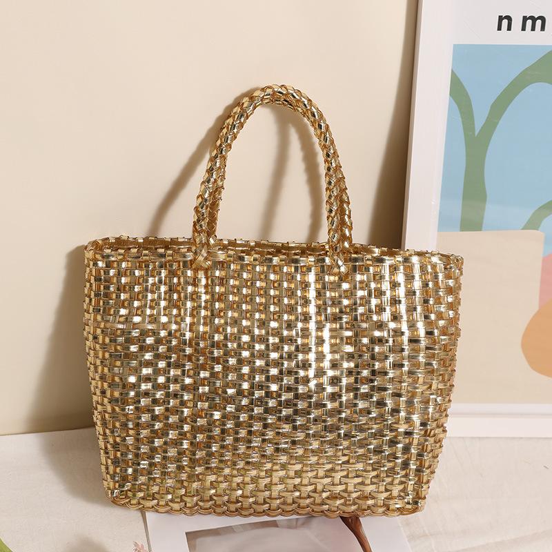 Metallic Woven Handheld Bag for Women