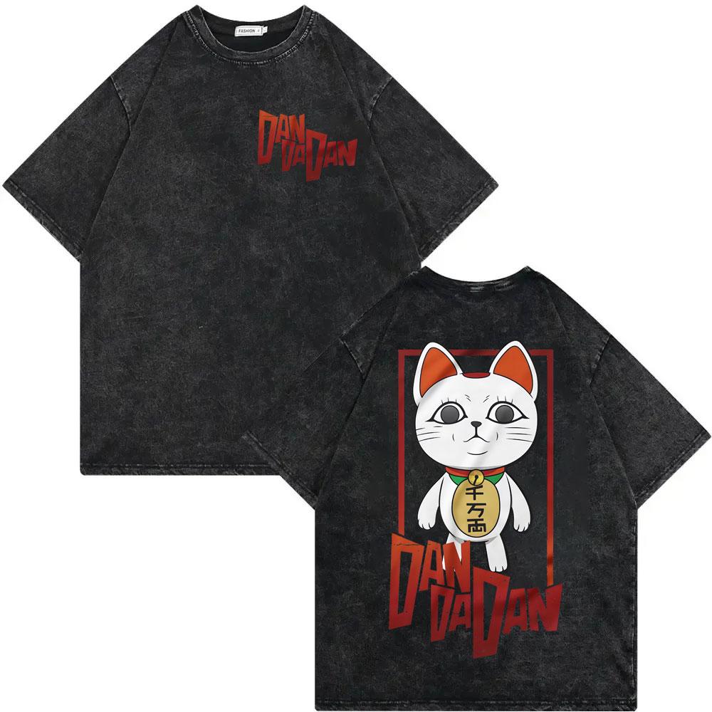 Dandadan Turbo Granny Anime Graphic T Shirts High Street Fashion Trend Vintage Washed Tshirt Men Women Casual Cotton Tshirts