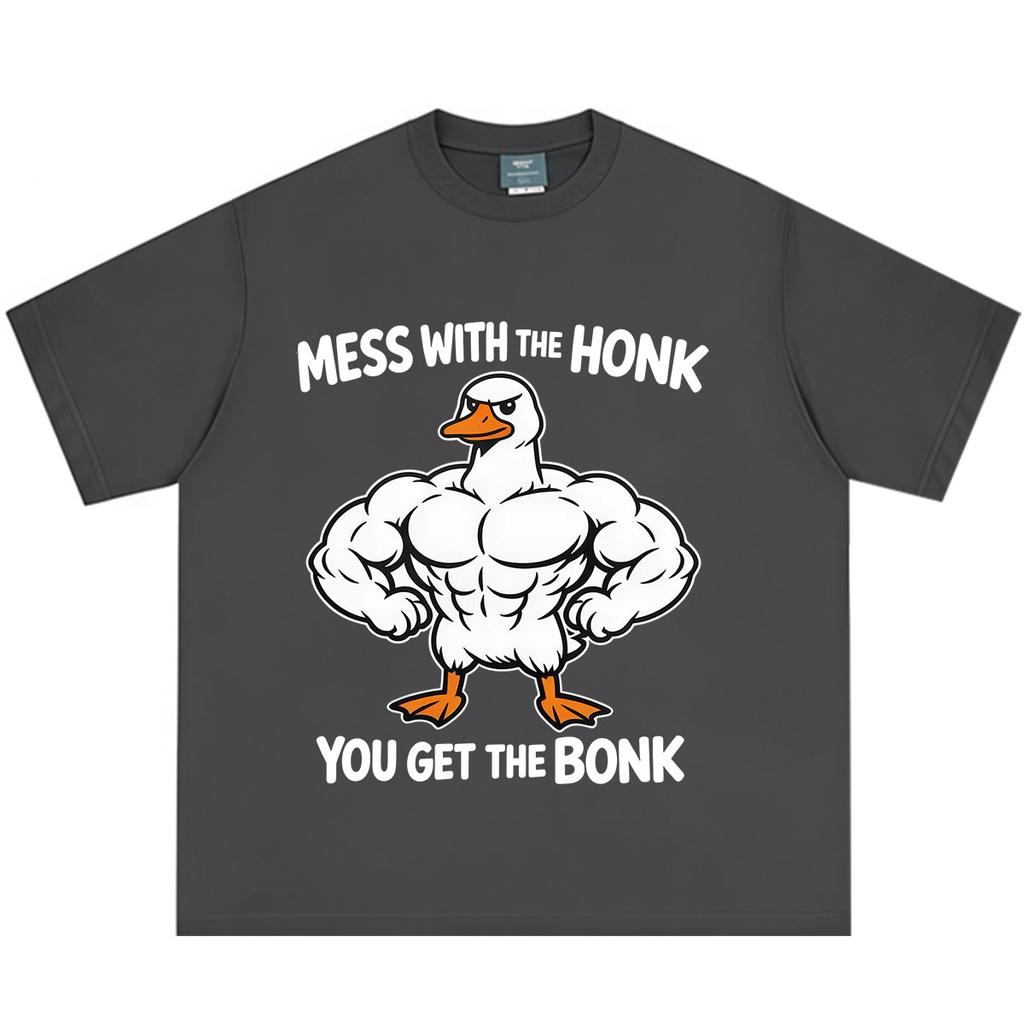Mess with The Honk You Get The Bonk Funny Duck Meme Tshirt Unisex Unisex Hiphop Tshirt Summer Loose Casual Cotton Fashion Tshirts