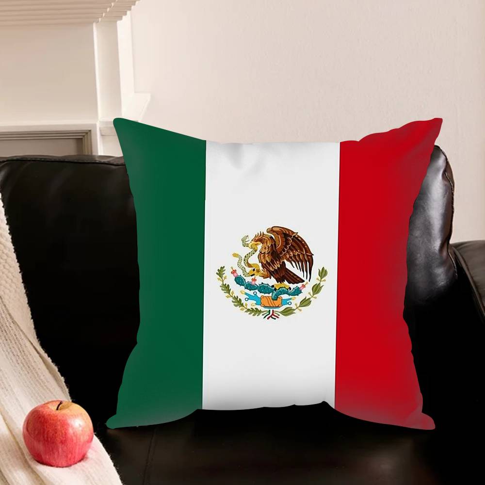M-Mexiko Flagge Kunst Kissenbezug Für Sofa Zimmer Büro Dekor Druckschutz Kissenhülle Valentinstagsgeschenk Benutzerdefiniert