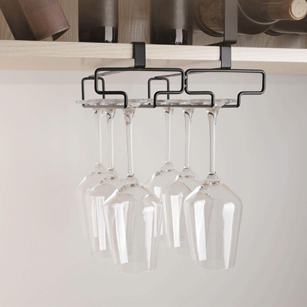 Lightweight Goblet Storage Shelf Two Rows Wine Glass Holder Wine Glass Hanging Rack Under Cabinet
