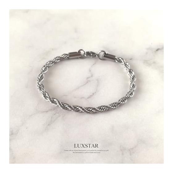 LUXSTAR Bracelet Twist Chain Thin Metal Hypoallergenic Stainless Steel Men's Women's