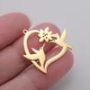 My Shape 5 Pcs Flower Hummingbird Pendants Animal Birds Charms for Necklace Keychains Stainless Steel Jewelry Making DIY Gifts