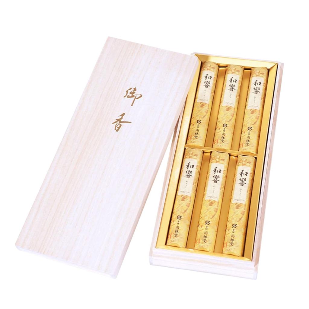 Shorindo Incense, Wakyo, 6 sticks, Paulownia wood box