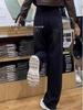Women's Plus Size High-Waisted Black Wide-Leg Velvet Jeans for Autumn/Winter
