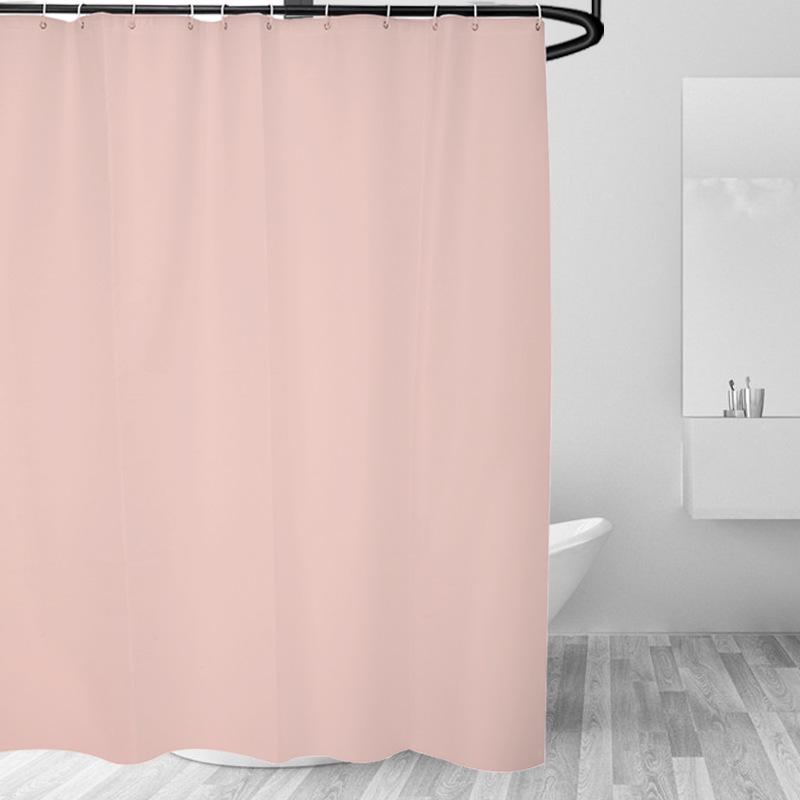Solid Color Waterproof PEVA Shower Curtain with Hooks - Mold Resistant, Available In Full Color Range