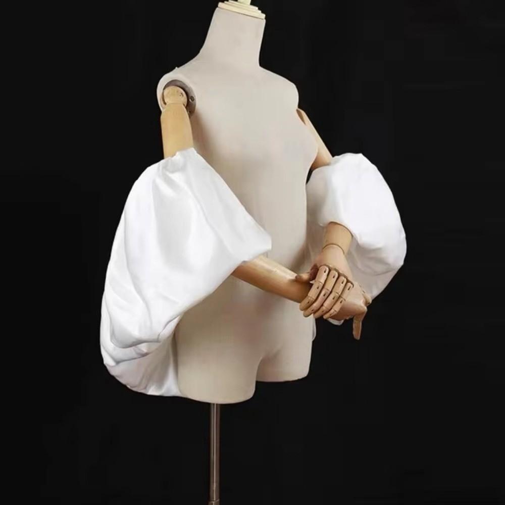 DIY 110cm Dress Gloves Shawl Ruffles Satin Hand Sleeves Exaggerated Handmade Prom Dress Gloves Wedding Bridal Prom