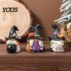 Weather Resistant Gnome Sculptures Halloween Witch Hat Figurine, Mini Wizard Resin Figurines Statue, Dwarf Sculpture Ornament for Indoor Outdoor