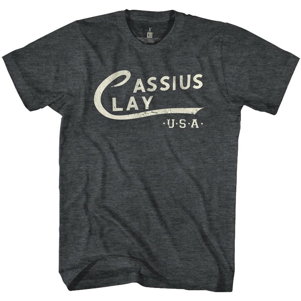 Muhammad Ali T-Shirt Cassius Clay Logo Black Heather Tee Unisex T-Shirt XXXXL