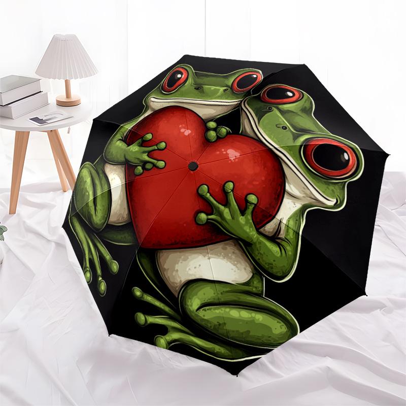 1 PC Automatic Folding Umbrella - Frogs Pattern, Portable & Foldable Design with 8 Ribs, Christmas Birthday Gifts
