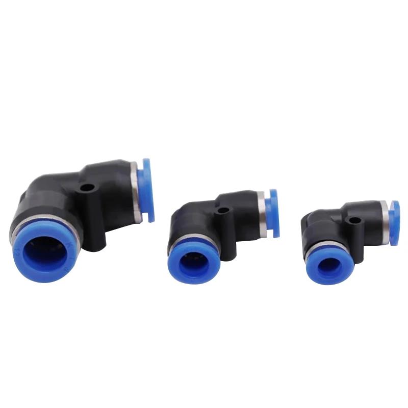 10/50Pcs PV Quick Connector Pneumatic Plug 90 Degree Elbow Plastic Quick Fitting 4mm/6mm/8mm/10mm Air Parts Pipe Push In Water Ventilation Valves 4