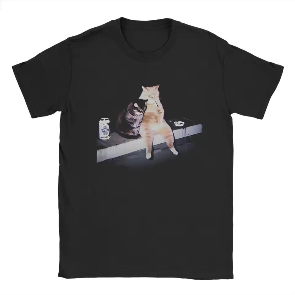 Camisetas con Meme de gato para fumar camisetas impresionantes de manga corta con cuello redondo Idea de regalo ropa para mujer