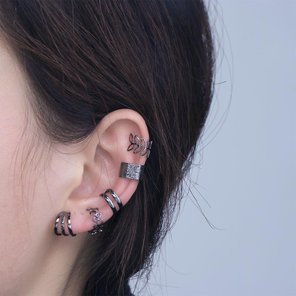 Women Without Pierced Gift C-Shape Korean Style Earrings Ear Bone Clips Earring Set Leaves Ear Cuff