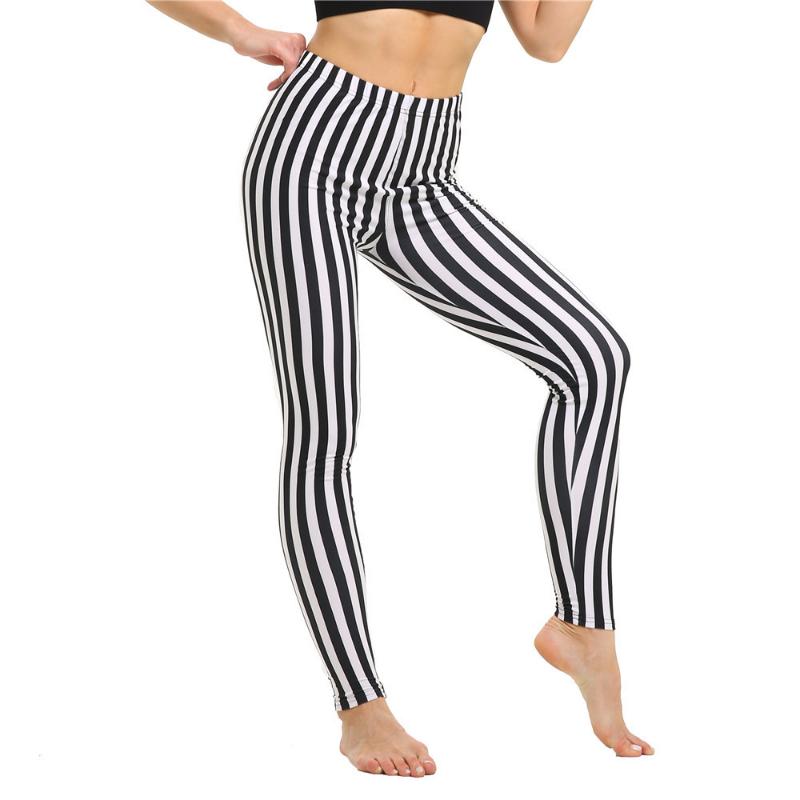 Fashion Geometric Striped Plaid Printed Leggings Stretch Pants Leggings High Waist Elasticity Pants Soft Trousers for Women Tights Fitness Yoga Pants
