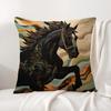 Printing Stylish Horse Cushion Cover Natural Linen Organic Fabric DoubleSided Printing Sofa Home Decor Gift Pillow Cover
