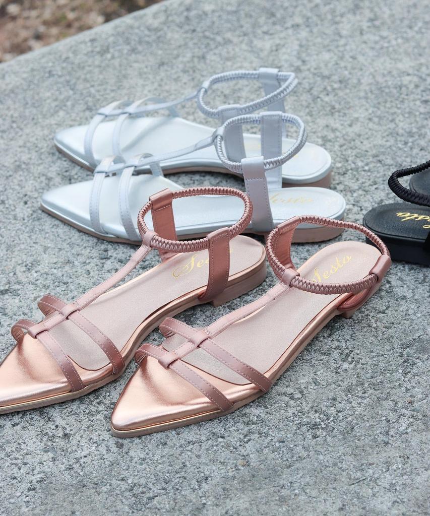 Ankle Elastic Fit Satin Pink Beige [Sest] Sandals, M, Satin, dts9202-PKBGSA-M