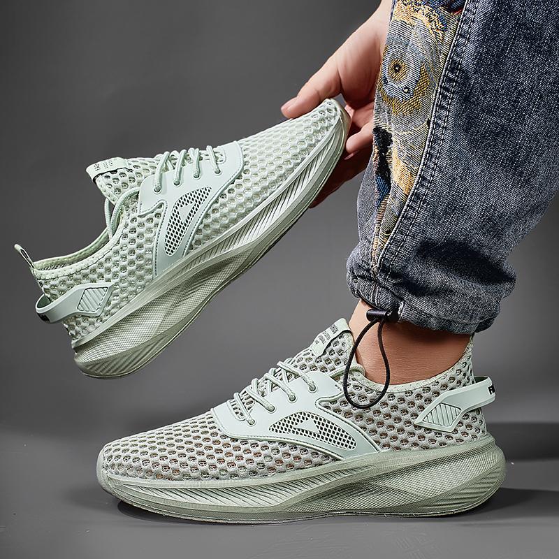 

Summer Hollow Breathable Casual Sports Shoes Men s Low Cut Running Shoes Fashionable Social Shoe Mal Shoes mens tennis free 2025 39 зелёный