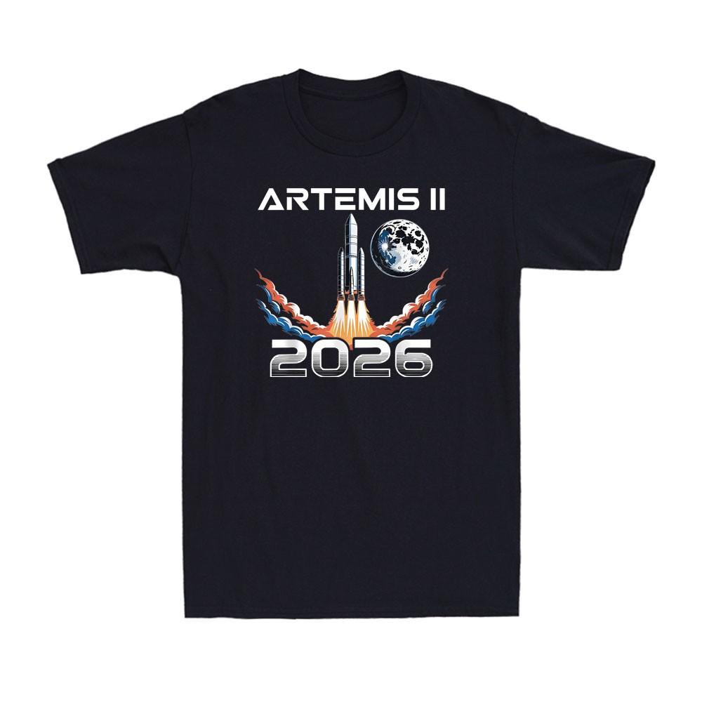 Artemis II Launch Back to The Moon 2026 Space Men s T-Shirt L