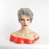 Premium Synthetic Short Grey Wig for Women Natural Wigs with Bangs Mother Gift Soft Old Lady Costume Daily Cosplay Grandma Use