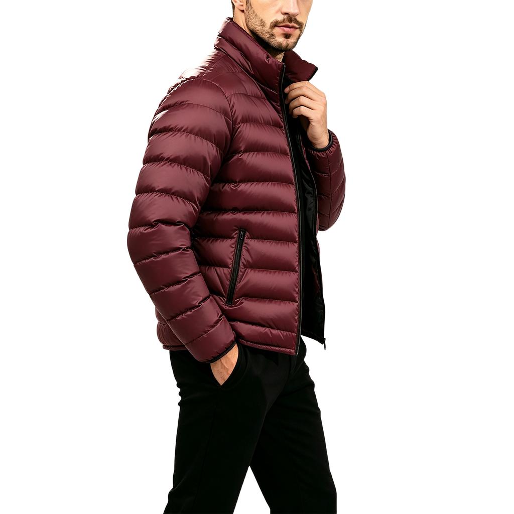 Men's Winter Lightweight Short Padded Jacket Warm Cotton Coat Outerwear for Cold